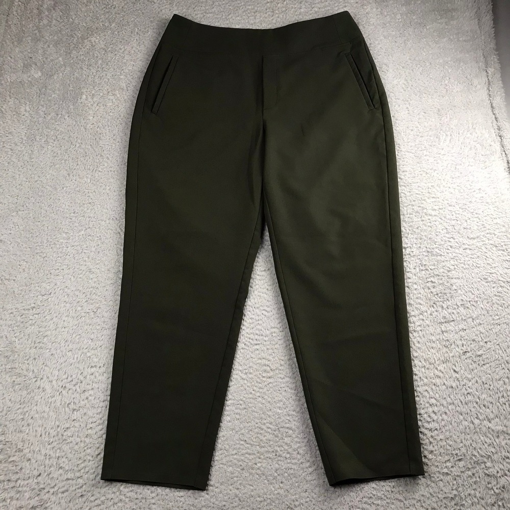Athleta Endless High Rise Pants Women 14 (35x27) Olive Green Tapered Quiet Lux